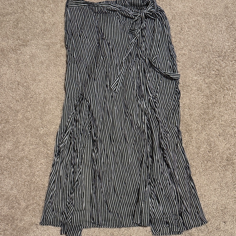 Zara Asymmetrical Black and White Striped Skirt